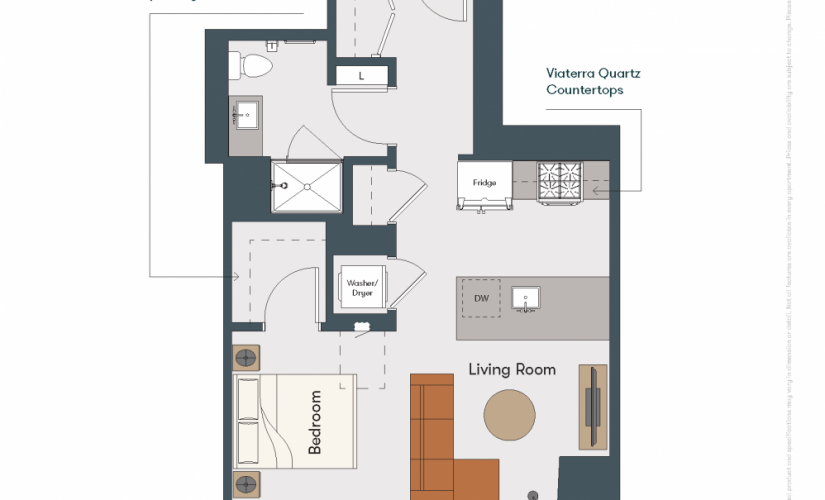 S1.1 - Studio floorplan layout with 1 bath and 415 square feet.